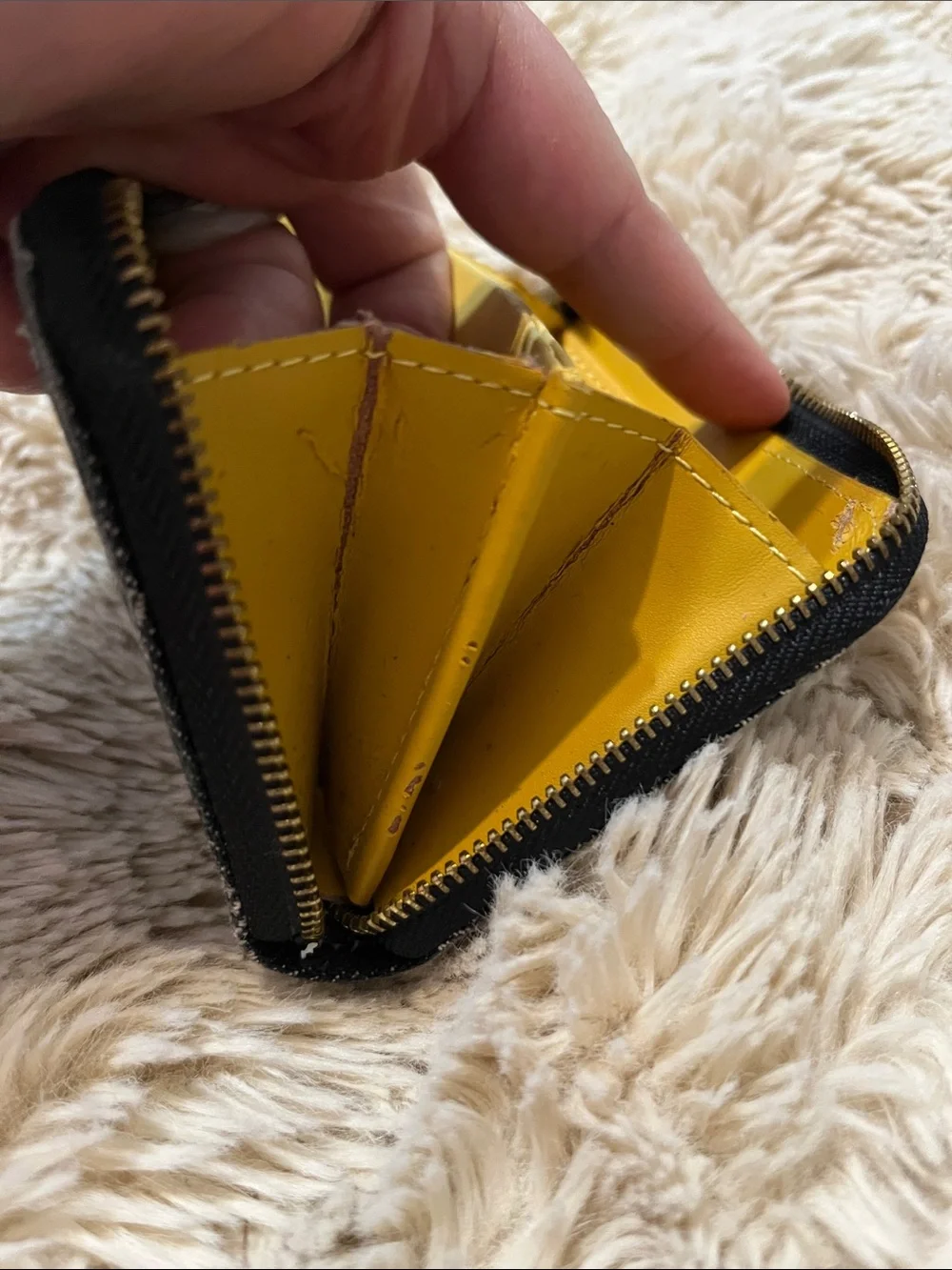 Louis Vuitton Black Monogram Denim Zip Coin Pouch with Gold Hardware